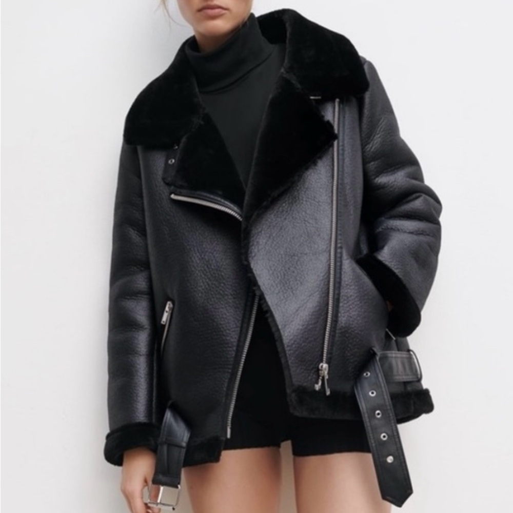Zara Black Faux Leather Jacket